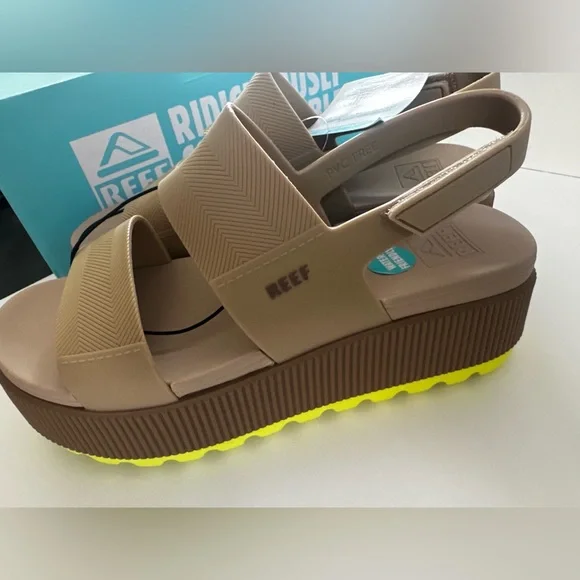 Reef Beige and Lime Water Vista Higher Platform Sandals - Picture 14 of 14